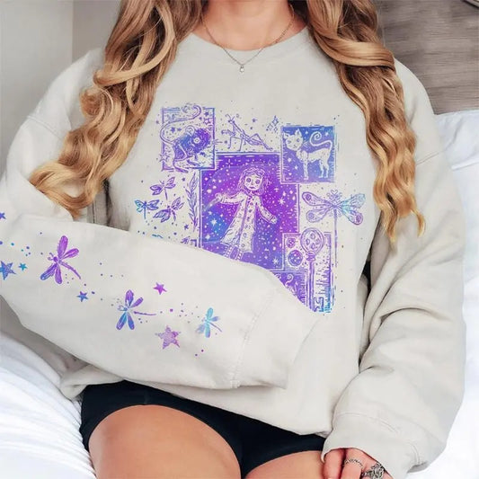 Coraline Sweatshirt, Dreaming Tunnel to Parallel World Color Sweatshirt Hoodie, Halloween Crewneck Sweatshirt, Famous Horror Movies Tshirt, Dreaming of Coraline Shirt, Coraline famous horror movie Sweatshirt, Halloween Horror Character Tee