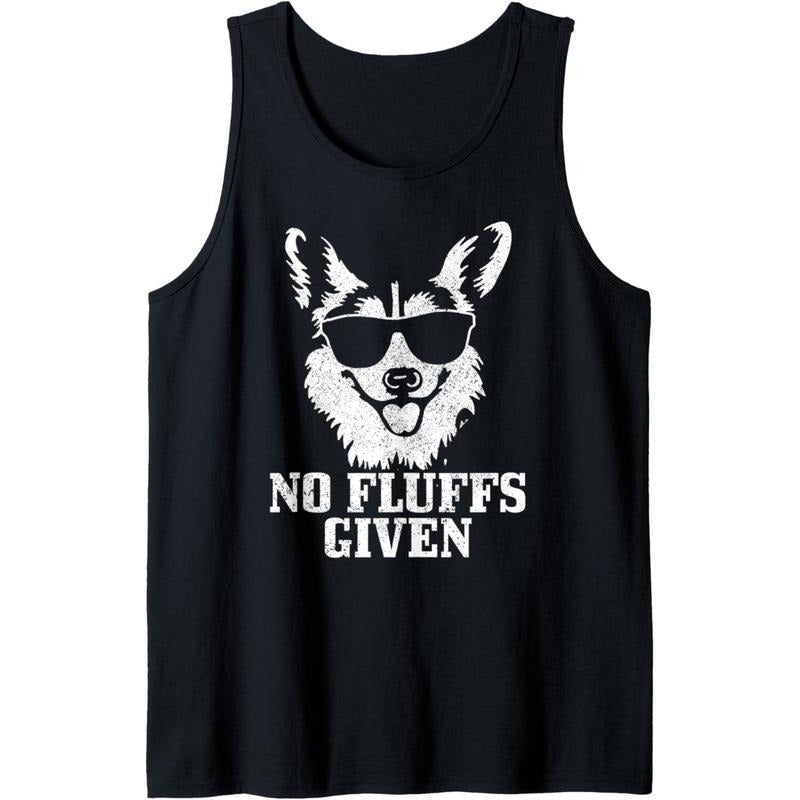 Corgi No Fluffs Given Dog Mom Dad Funny Corgi Tank Top MADE IN USA