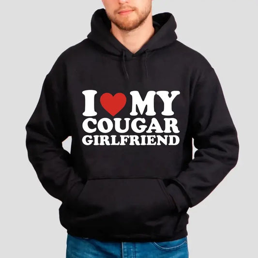 Cougar Girlfriend Tshirt, Cougar Love Tee, I Love My Cougar Girlfriend Sweatshirt, Funny Cougar Couple Gift, Unisex Crewneck Pullover Tee, Casual Clothing