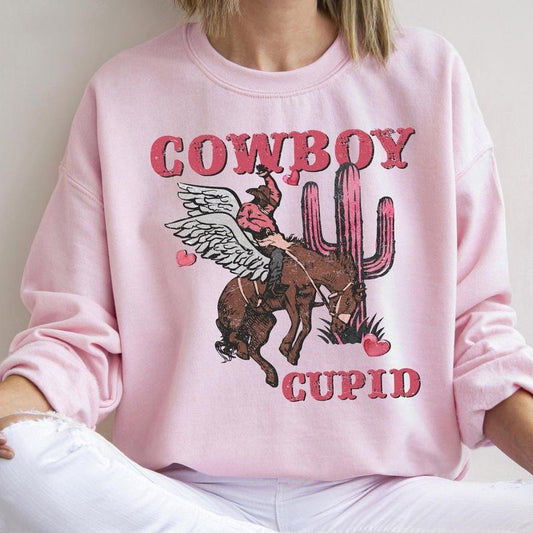 Cowboy Cupid, Horse, Western, Country, Sweatshirt, Valentine's Day, Crew Neck, Women's, Crewneck, Valentine's Day, Love, Heart, Cupid