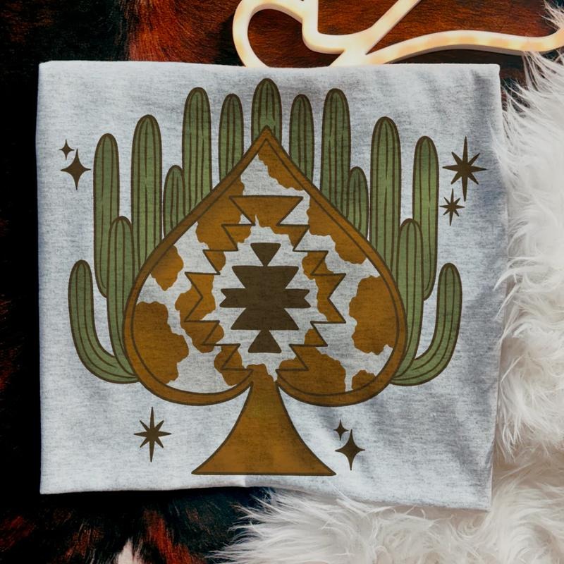 Cowhide Spade & Cactuses shirt, vintage crewneck sweatshirts, western outfit women, cowgirl outfits, western clothing stuff tops, country concert outfits, western style clothes