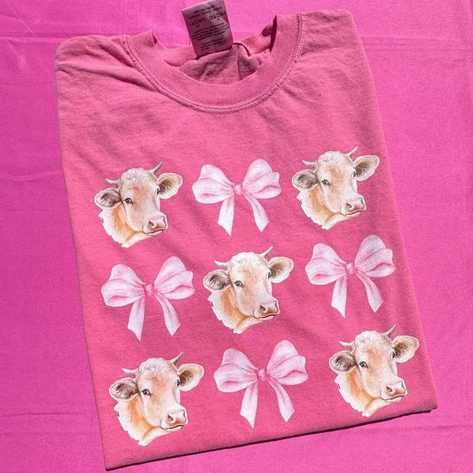 Cows & Bows Coquette Comfort Colors T-Shirt 'NLB'