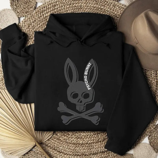 Crazy Bunny Hoodie, Psycho Bunny Skull & Bone, Punk, Cool Shirtstyle{n002}2