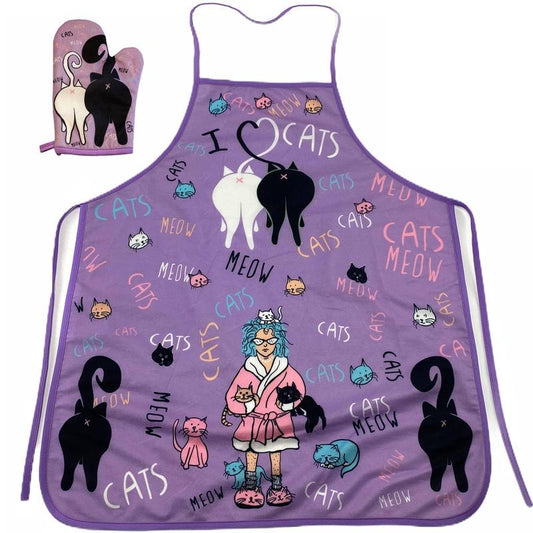 Crazy Cat Lady Funny Pet Kitten Kitty Animal Lover Graphic Kitchen Accessories Funny Graphic Kitchenwear Funny Cat  Novelty Cookware Purple