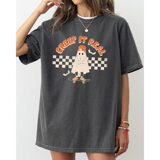 Creep It Real, Ghost, Retro, Spooky, Skeleton, Ghost, Witch, Skull, Aesthetic, Meme, Halloween, Costume, Tshirt, Women's, Comfort Colors Tee, Spooky, Tshirt, Witch, Pumpkin, Ghost, Skeleton