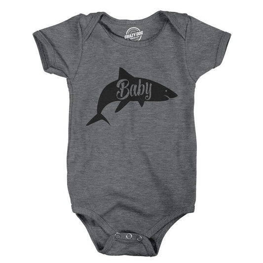 Creeper Baby Shark Cute Baby Funny Shirt for Newborn Shower Graphic Infant Tee Funny Baby Onesies Shark Onesie for Baby Novelty Onesie Dark Grey