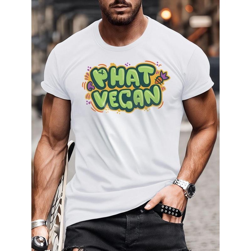 Crew-neck T-shirt, simple fashion, vegetarian, men's short-sleeved top Made in USA