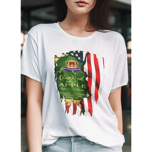 Croun Royal Regal Apple Flag T-Shirt - Athleisure graphic shirt, shirt style, funny teeshirt, summer tshirts, cool tshirts, female shirt, cute shirt