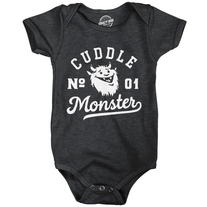 Cuddle Monster Baby Bodysuit Funny Cute Snuggling Hugging Joke Jumper For Infants Funny Baby Onesies Funny Sarcastic Onesie Novelty Onesie Black -