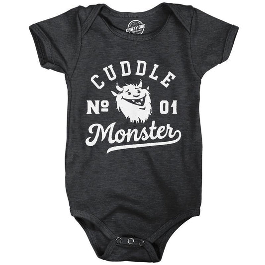 Cuddle Monster Baby Bodysuit Funny Cute Snuggling Hugging Joke Jumper For Infants Funny Baby Onesies Funny Sarcastic Onesie Novelty Onesie Black -