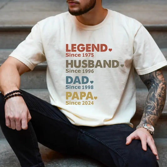 Custom Dad With Years Shirt, Papa With Year, Gift For Husband, Father's Day Gift, Legend Husband Dad Papa Tee, Personalized Dad Grandpa Tee, Unisex T-Shirt, Gifts For Man Women, Short Sleeve Tee Shirt, Gifts For Birthday Fathers Day Christmas