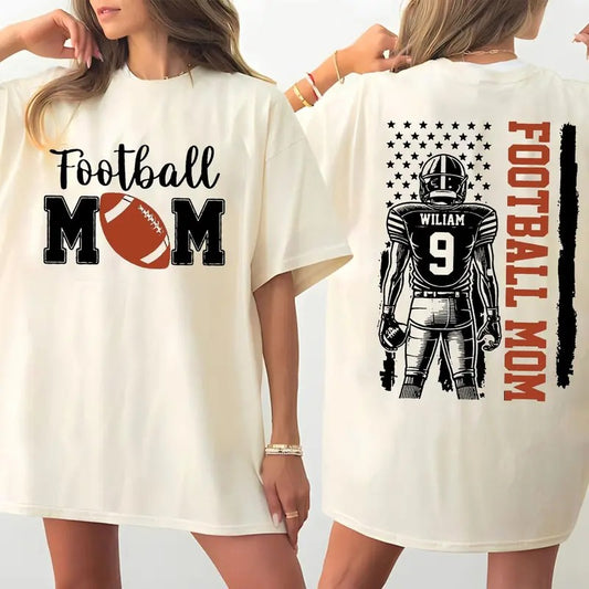 Custom Football Mom 2 Sides Shirt Retro Sports Unisex Streetwear For Men For Women