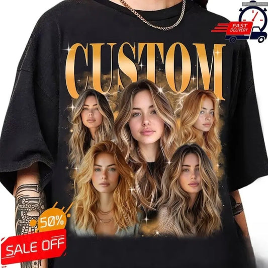 Custom Girlfriend Boyfriend Valentine Love Shirt, Personalized Bootleg Rap Tee, Photo Face Graphic Shirt, Vintage 90s Shirt Gift , Global Trending Outfits