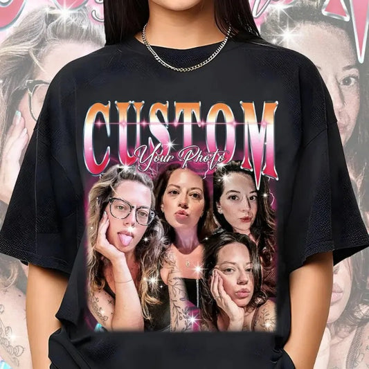 Custom Graphic Photo Tee Shirt, Customized Bootleg Photos T-Shirt, Bachelor Party Gift, Personalized Portrait Sweatshirt, Custom Birthday Gift Ideas