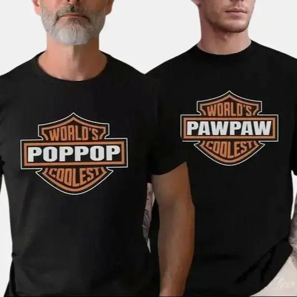 Custom Name World's Coolest Grandpa Shirt, Grandpa Nickname Gift Motorcycle Dad Shirt Father's Day Tee Birthday Gift from Grandkids