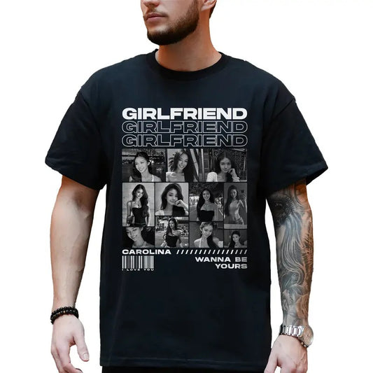 Custom Photo Girlfriend Shirt for Boyfriend, Vintage Girlfriend Bootleg Graphic Printed Tees, Valentine's Day Gifts for Him, Classic Cotton Menswear