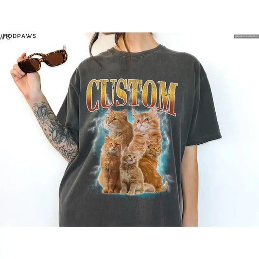 Custom Vintage Pet T-Shirt, Pet Photo + Name Custom Dog Cat Shirt, Sweater, Hoodie, Personalized Custom T-Shirts for Humans , Global Trending Outfits