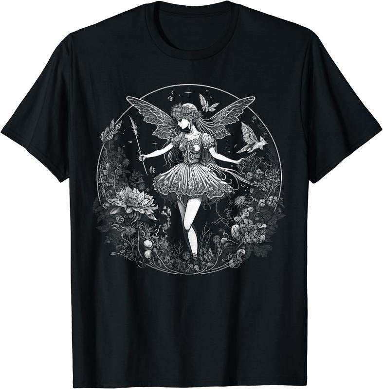 Cute Fairycore Floral Fairy Aesthetic Girls Women Graphic T-Shirt
