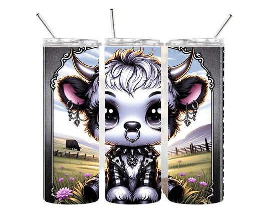 Cute Gothic Highland Cow 20oz Stainless steel tumbler