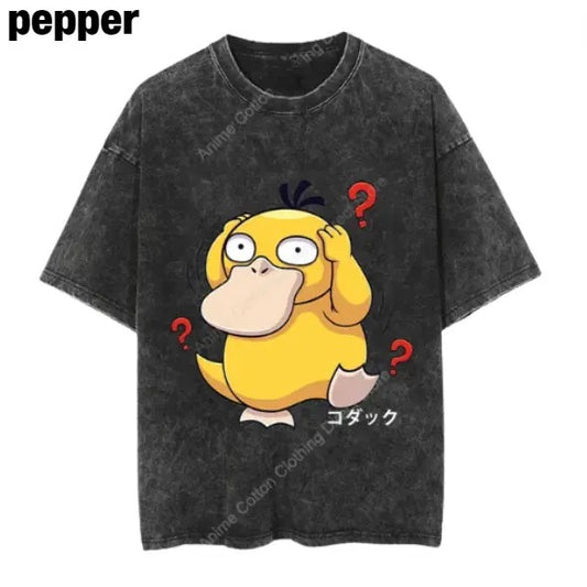 Cute Psyduck V2 Vintage Tee, Psyduck Shirt, Psyduck Merch, Anime Pokemon Shirt, Pokemon Merch, Manga Shirt, Pokemon for fan, Gift for him, Gift for her Menswear Top Underwear Tshirt Streetwear Tropical T-Shirt Shortsleeve Crewneck