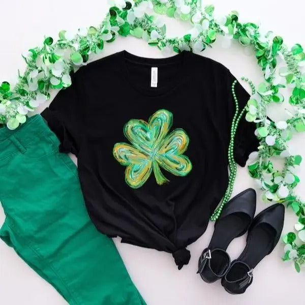 Cute St Patricks Four Leaf Clover Shirt, Watercolor St Patrick Tshirt, St Patricks Day, Shamrock Sweatshirt, Gift For St Patricks