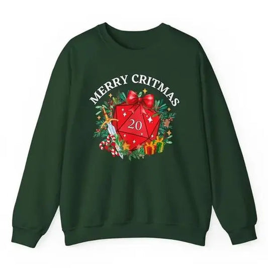 DND Merry Critmas Sweatshirt, DnD Christmas Sweater, Merry Critmas Sweatshirt, Dnd Holiday sweatshirt, dnd xmas sweater, dnd critmas sweater, Christmas Dungeons Dragons, Dungeons and Dragons Sweatshirt