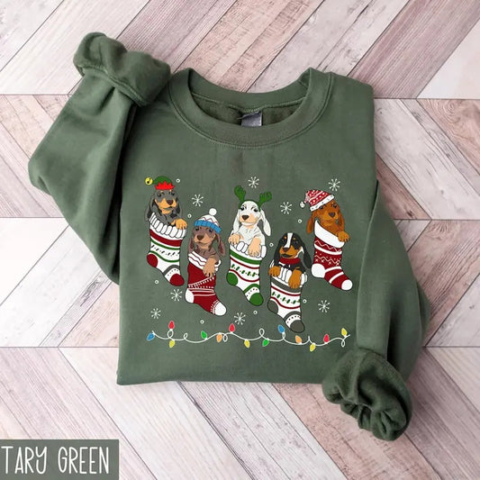 Dachshund Christmas Sweatshirt, Dachshund Dog Christmas T-Shirt, Dachshund Mom Xmas Shirt, Holiday Women Clothes, Gift For Christmas