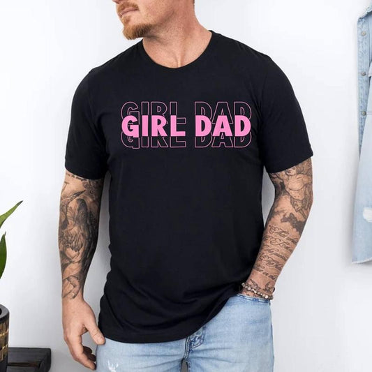 Dad Est 2025 Dad Loading New Dad Of Girls Retro Pink Dad T-Shirt | Unisex Cotton Tee, Top Menswear