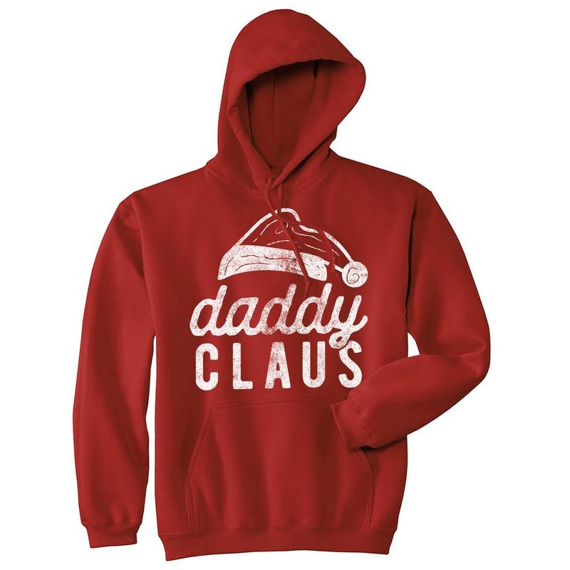 Daddy Claus Unisex Hoodie Funny Christmas Party Father Santa Claus Graphic Hooded Sweatshirt Funny Hoodies Christmas Hoodie Novelty Sweatshirt Red -