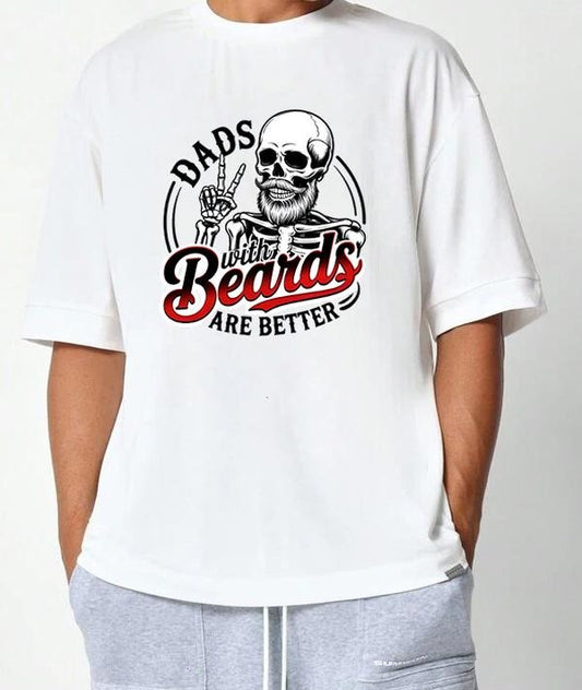 Dads With Beards Are Better T-Shirt Football Crewneck Sports Team Comfortable Fit for All-Day Wear Graphic Design Cotton