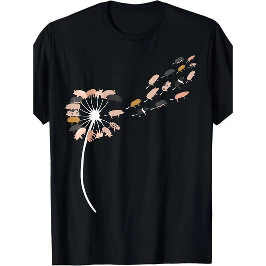Dandelion pig T-shirt, for pig lovers | pig T-shirt made in usa