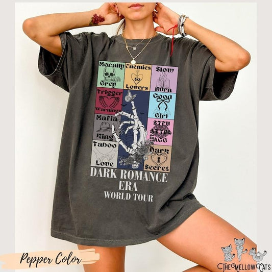 Dark Romance Era World Tour Bookish Comfort Colors tee, Morally Grey Enemies to lovers tee, Trigger Warnings SMUT Shirt, Spicy booktok merch