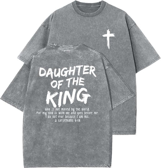 Daughter Of The King Unisex Washed T-Shirt, Christian t shirts, Vintage 90s Graphic Tee, Gift Top Womenswear Cotton Mineral Color