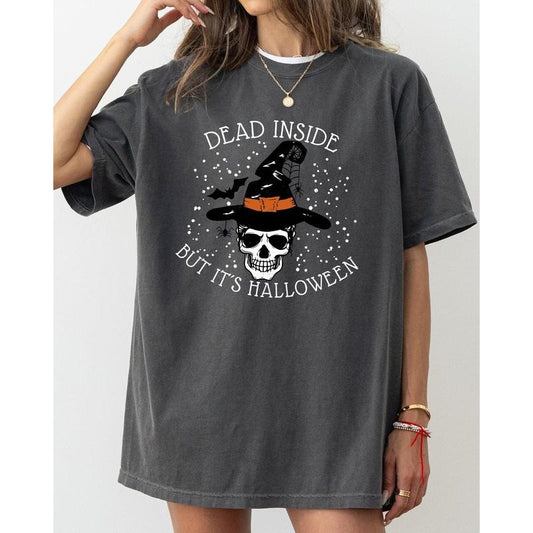 Dead Inside, Skeleton, Ghost, Western, Witch, Skull, Aesthetic, Meme, Halloween, Costume, Tshirt, Women's Comfort Color Tee, Tshirt