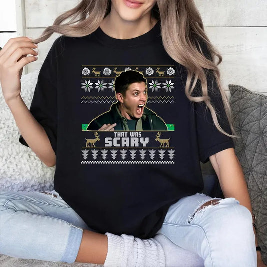 Dean  That Was Scary Christmas T shirt, Supernatural T Shirt, Supernatural Vintage T Shirt, Gift For Woman and Man Unisex T-Shirt Sweatshirt Hoodie