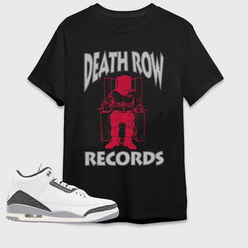 DeathRow Records 2, 3 Cement Grey Unisex Shirt, Shirt To Match Sneaker, Hiphop Rap Tee Cotton Menswear Top