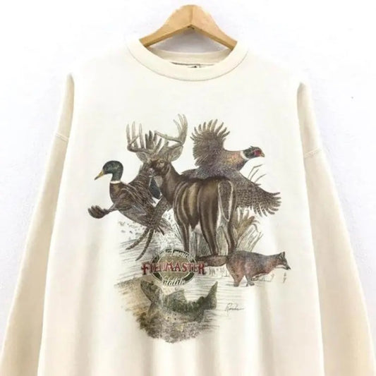 Deer Duck Animals Wildlife Sweatshirt, Deer Stag Sweatshirt, Mallard Duck Sweatshirt, Camo Vintage Hunting , Hunting Festival,Gift For Outdoor Enthusiasts, Unisex Outdoors