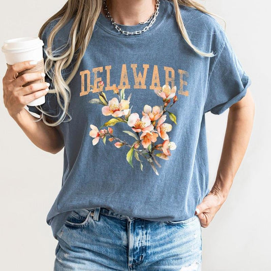 Delaware State Flower Comfort Colors Tshirt, Women's Crew Neck, Crewneck