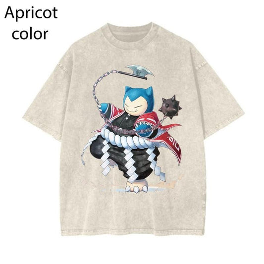Demon Slayer X Snorlax Pokemon Shirt, Snorlax-pokemon T-shirt, Graphic Tee, PKM Shirt, Anime Shirt, vintage T-shirt Womenswear Cotton Top