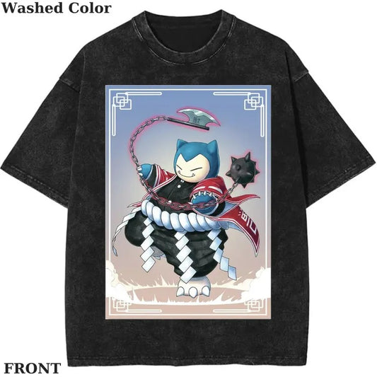 Demon Slayer X Snorlax Pokemon T-shirt, Pokemon Graphic T-shirt, Anime T-shirt, Funny T-shirt, Vintage Graphic Tee, Womenswear Cotton Top