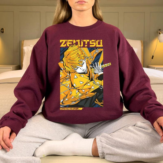 Demon Slayer Zenitsu Characters Anime Lover Tshirt Crewneck Hoodie Comfort Cotton