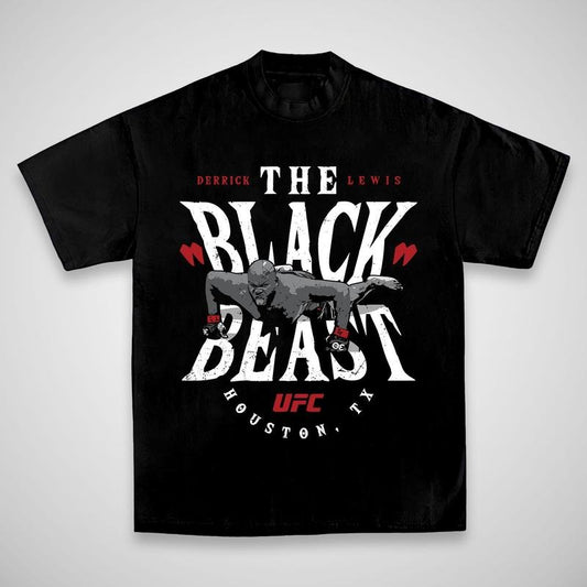 Derrick Lewis "The Black Beast" Tee, Derrick Lewis Boxing T-shirt, Derrick Lewis Boxer Tee, Derrick Lewis Sports Shirt, UFC Sports Shirt, UFC Sport Gym Athletics Outdoors Menswear Cotton Crewneck Clothes