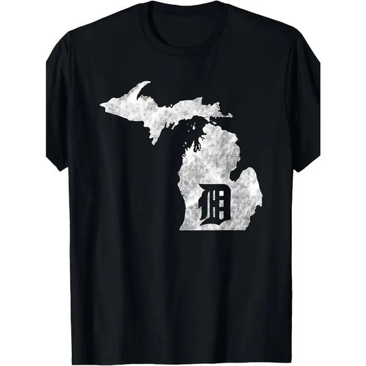Detroit Michigan - Motor City, Midwest "D" Mitten T-Shirt Made in USA