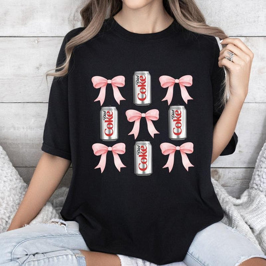 Diet, Coke, Soft Drink, Coquette, Preppy, Soda, Pop, Bows Tshirt, Women's, Comfort Colors Tee