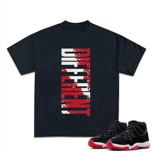 Different Match For 11 Bred Velvet Sneakers, Streetwear Top, Graphic Unisex Tee, Cotton T-shirt