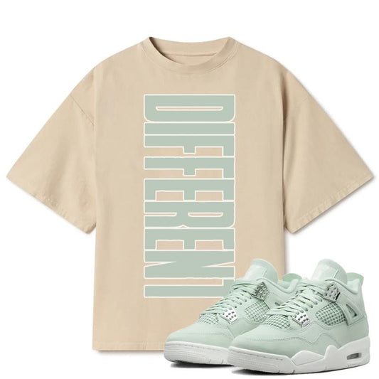 Diffrent Match 4s Seafoam Outfits Sneakers, Streetwear Unisex Cotton T-shirt, Y2K Graphic Tee, Fitted Crewneck Design