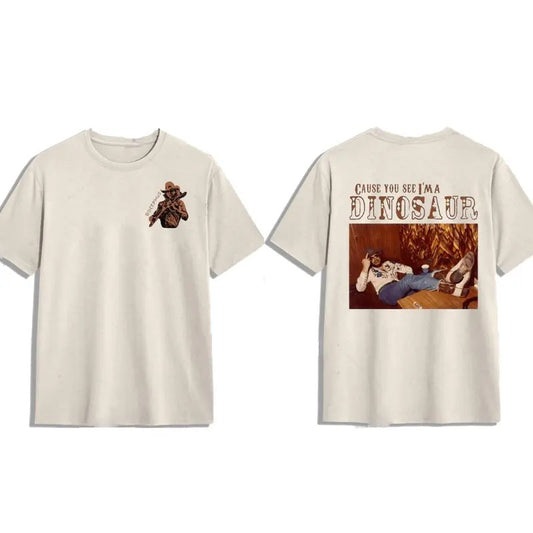 Dinosaur Hank Williams Jr. Bocephus Western Shirt – Southern Retro Boho Hippie Tee, Classic Outlaw Country Music Graphic, Unisex Top