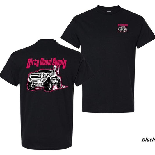 Dirty Diessel Supply Tee Pink Diesel Truck And Skeleton T-shirt Stylish Car Merch For Automotive Enthusiasts