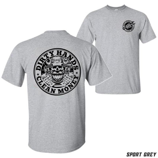 Dirty Hands Clean Money T-shirt - Bold Skull And Money Graphic Design Tiktok Shop Store Perfect For Hard Workers And Gear Heads Comfortable Unisex Tee For Everyday Wear