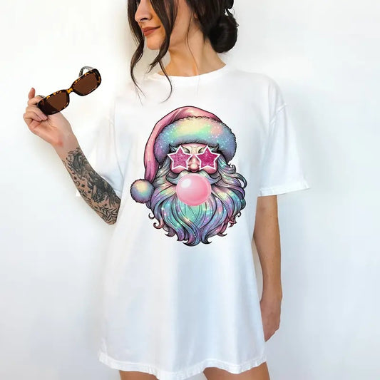 Disco Santa - T-Shirt -  Print is Sublimation, Unisex T-Shirt, Funny Tee,Gift Idea, Relaxed Fit, Casual Apparel, Great with Jeans, Womenswear Graphic